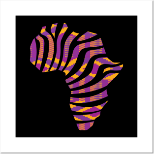 Kente, Africa Map, Stripes, Ghana Pattern Purple Posters and Art